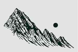 Vecteur gratuit illustration de contour de montagne dessiné à la main