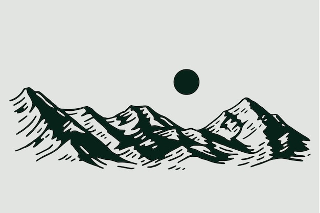 Vecteur gratuit illustration de contour de montagne dessiné à la main