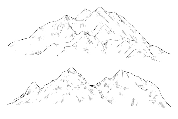Vecteur gratuit illustration de contour de montagne dessiné à la main