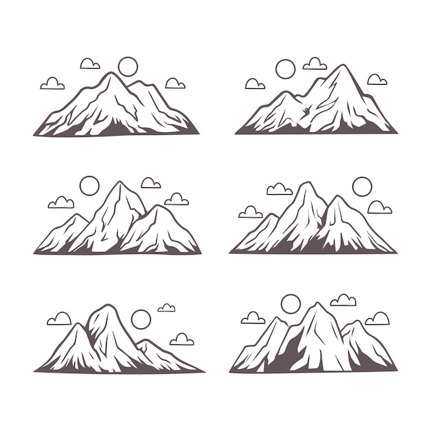 Illustration De Contour De Montagne Dessiné à La Main