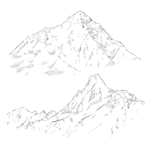 Illustration De Contour De Montagne Dessiné à La Main