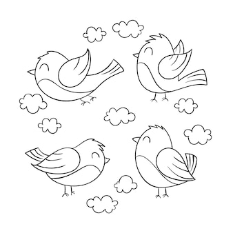 Illustration de contour d'oiseau dessiné à la main