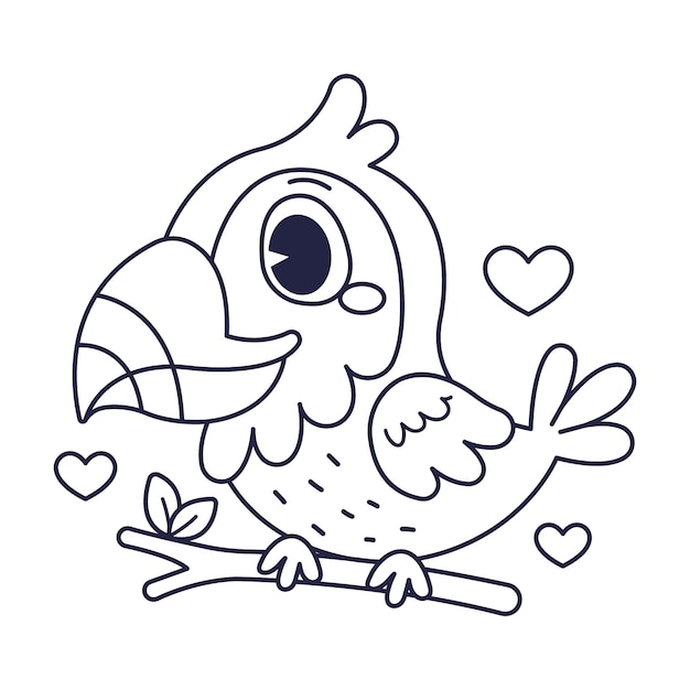 Illustration de contour d'oiseau dessinée à la main