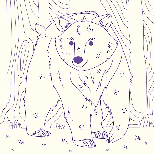Vecteur gratuit illustration de contour d'ours dessiné à la main