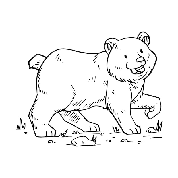 Vecteur gratuit illustration de contour d'ours dessiné à la main