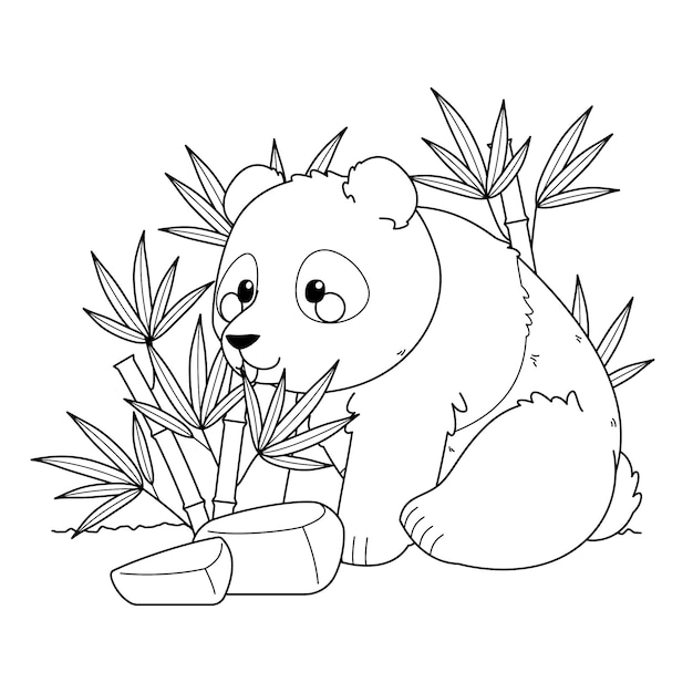 Vecteur gratuit illustration de contour de panda dessiné à la main