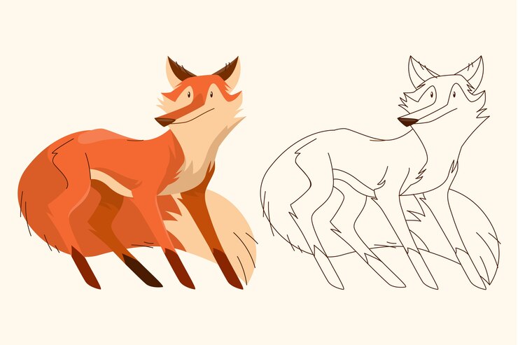 Vecteur gratuit illustration de contour de renard dessiné à la main