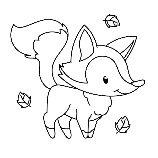Illustration de contour de renard dessiné à la main