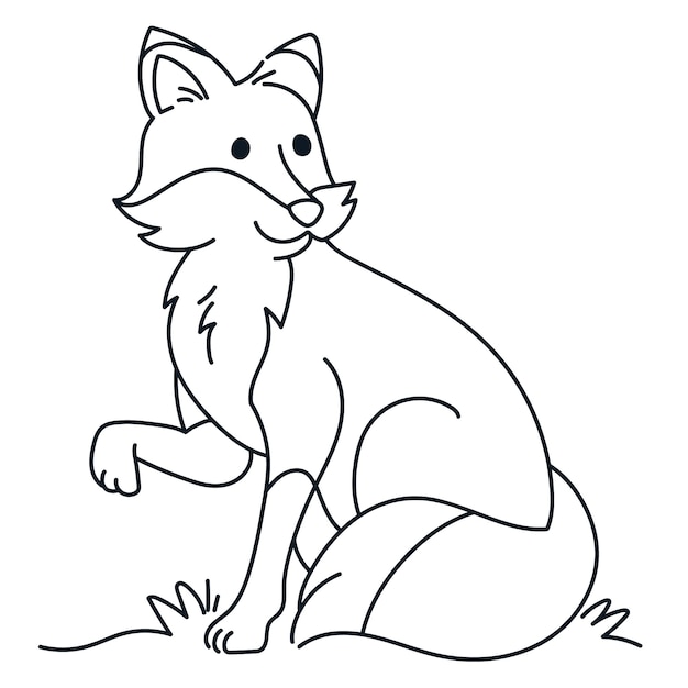 Vecteur gratuit illustration de contour de renard dessiné à la main