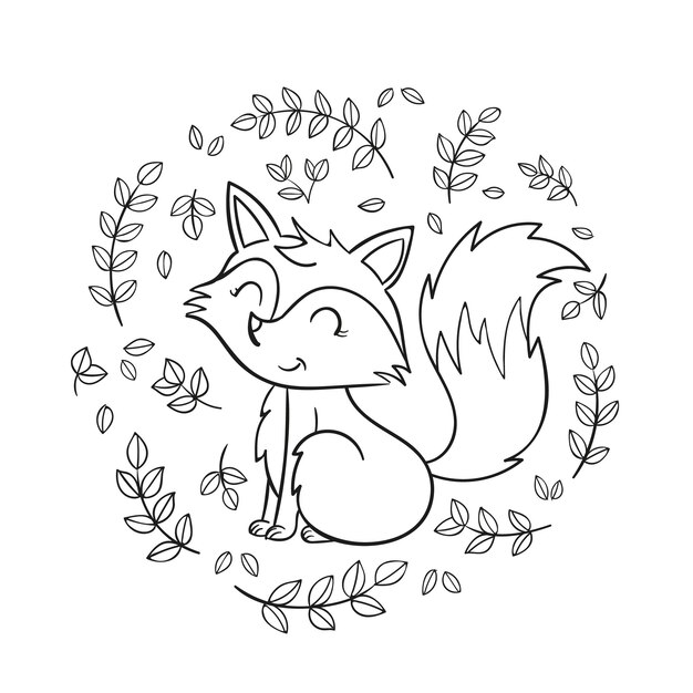 Illustration de contour de renard dessiné à la main