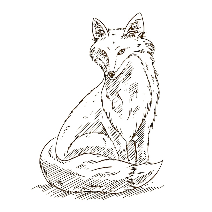 Vecteur gratuit illustration de contour de renard dessiné à la main