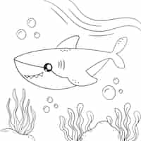 Vecteur gratuit illustration de contour de requin dessiné à la main