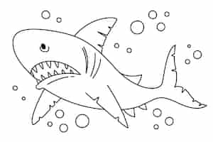 Vecteur gratuit illustration de contour de requin dessiné à la main