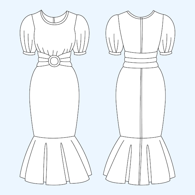 Illustration de contour de robe dessinée à la main