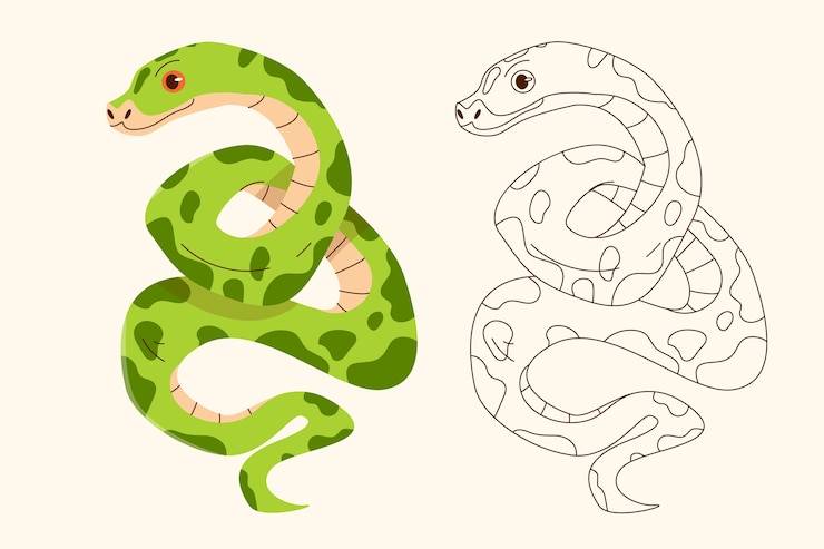 Vecteur gratuit illustration de contour de serpent dessiné à la main
