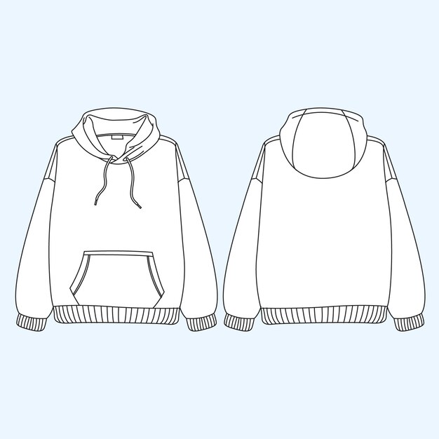Illustration de contour de sweat à capuche dessiné à la main
