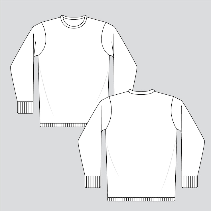 Vecteur gratuit illustration de contour de t-shirt à manches longues dessiné à la main