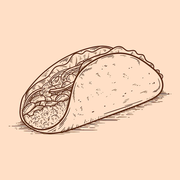 Vecteur gratuit illustration de contour de taco dessiné à la main