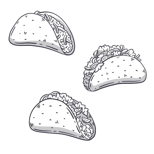 Vecteur gratuit illustration de contour de taco dessinée à la main