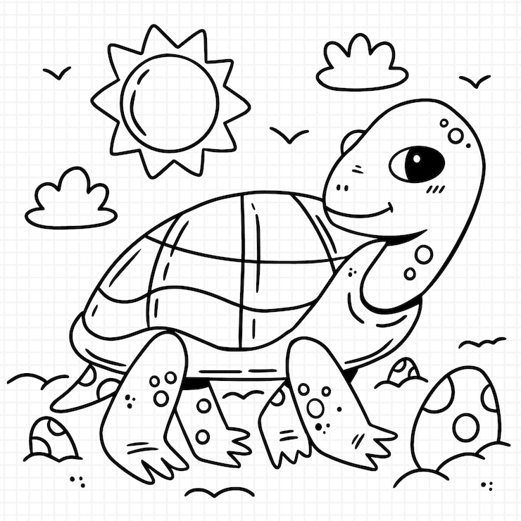 Vecteur gratuit illustration de contour de tortue dessinée à la main