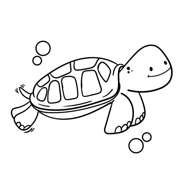 Illustration de contour de tortue dessinée à la main
