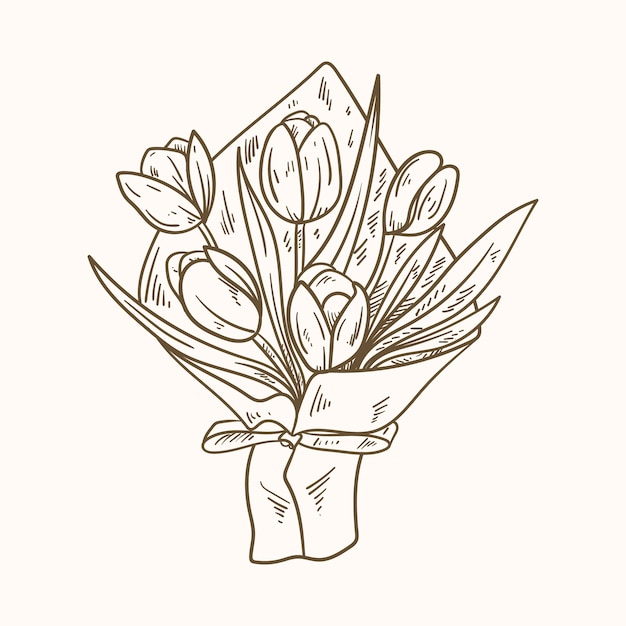 Vecteur gratuit illustration de contour de tulipe dessiné à la main