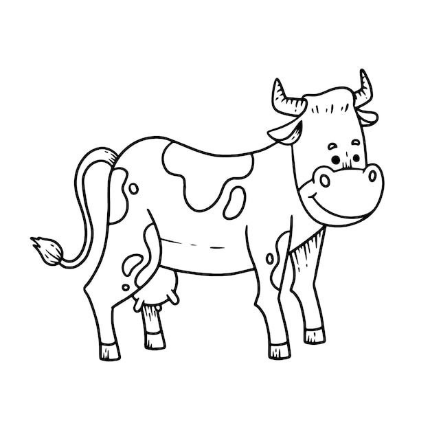 Illustration de contour de vache dessiné à la main