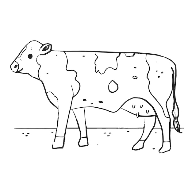 Vecteur gratuit illustration de contour de vache dessiné à la main