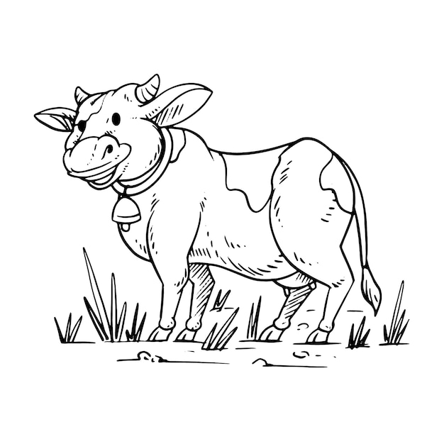 Illustration de contour de vache dessiné à la main