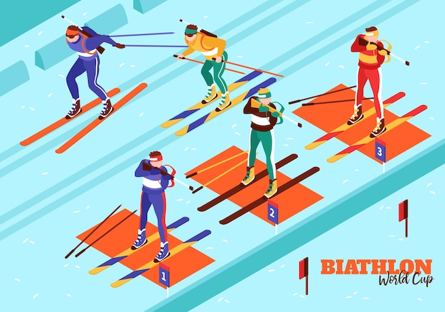 Vecteur gratuit illustration de la coupe du monde de biathlon