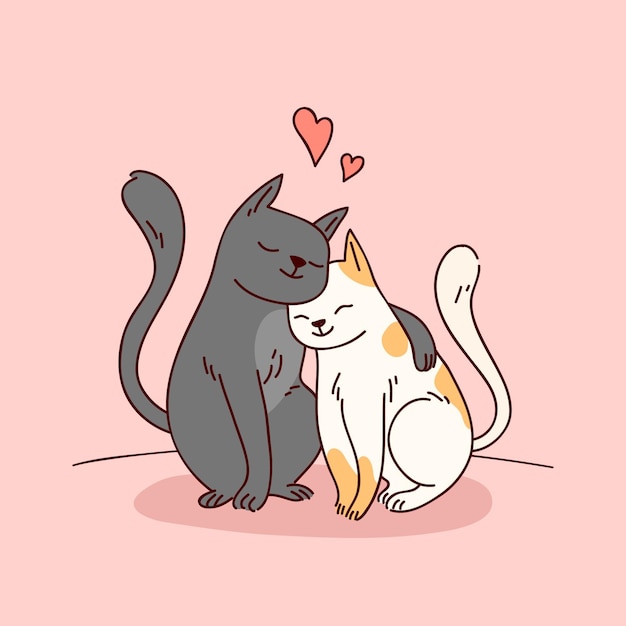 Illustration De Couple Animal Mignon Saint Valentin