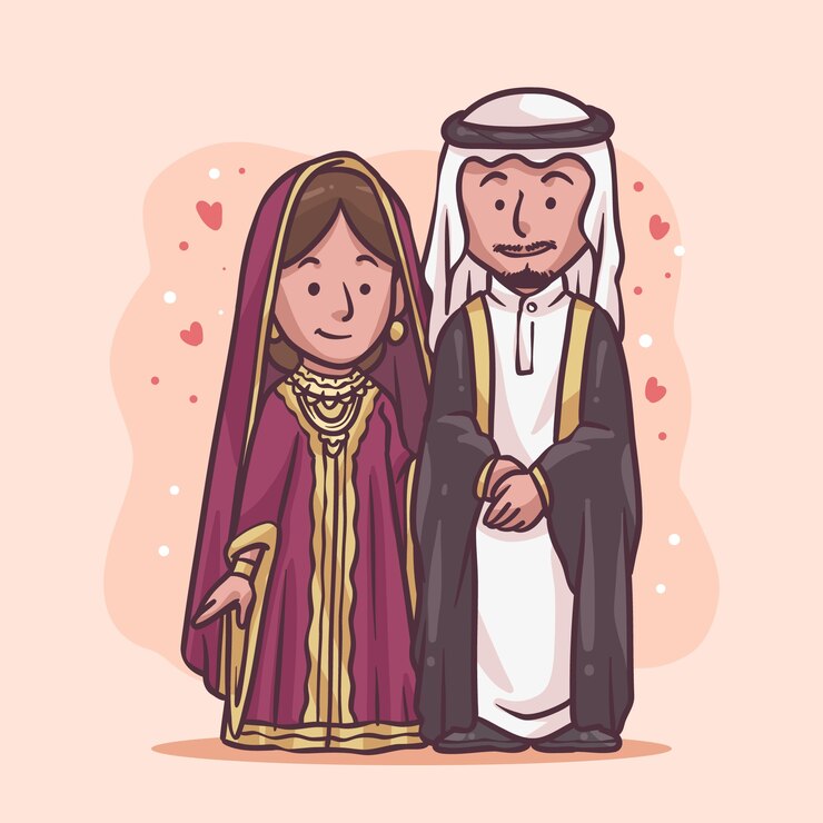 Vecteur gratuit illustration de couple asiatique dessiné à la main