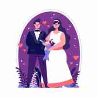 Vecteur gratuit illustration de couples de mariage