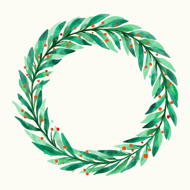 Vecteur gratuit illustration de couronne de noël aquarelle