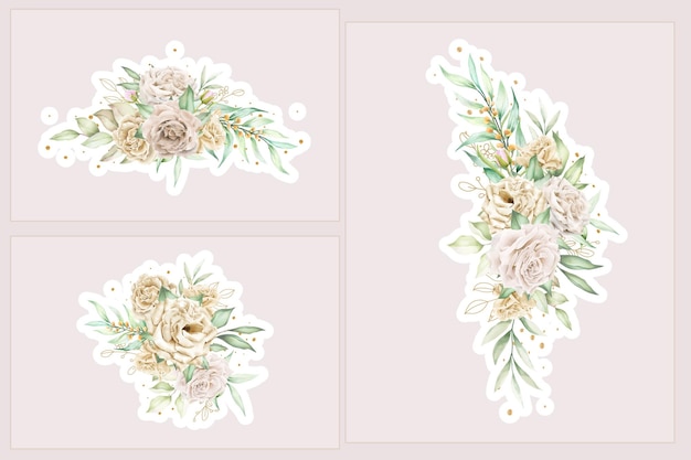 Vecteur gratuit illustration de couronne de roses blanches aquarelle