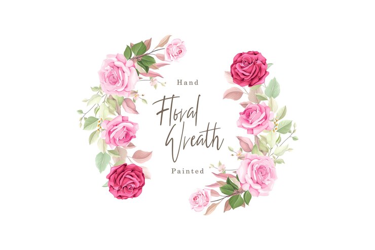 Vecteur gratuit illustration de couronne de roses florales dessinées à la main