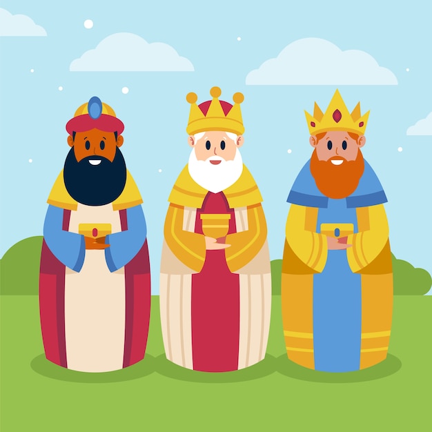 Vecteur gratuit illustration de couronnes de reyes magos plat