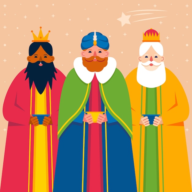 Illustration de couronnes de reyes magos plat