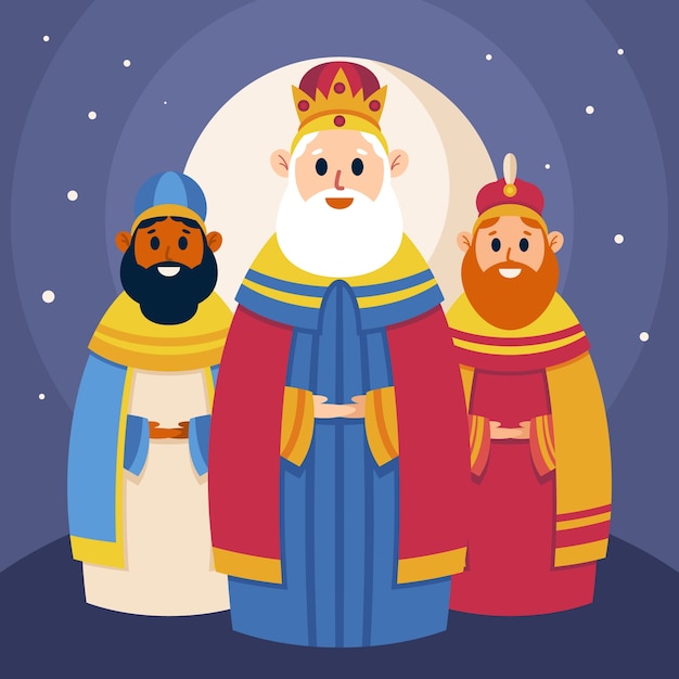 Vecteur gratuit illustration de couronnes de reyes magos plat