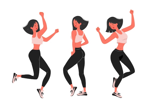 Illustration De Cours De Fitness Danse Plat Dessiné à La Main