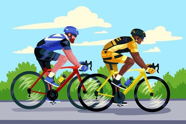 Illustration de course de vélo dessiné à la main