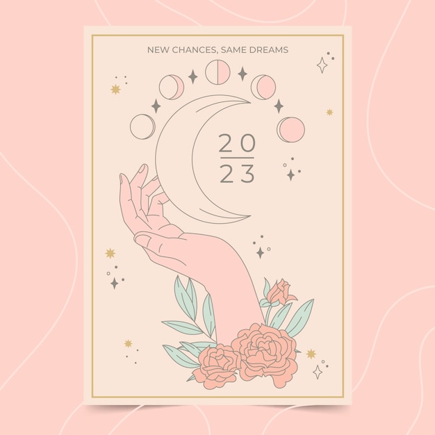 Vecteur gratuit illustration de couverture de calendrier 2023 dessinée à la main