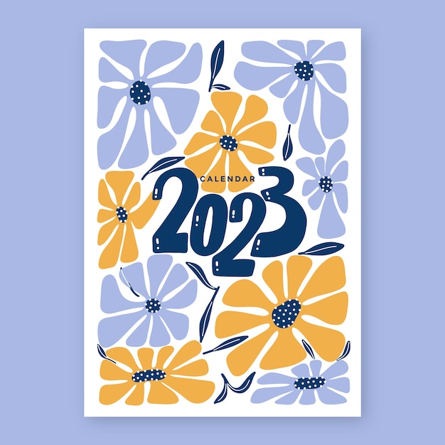 Vecteur gratuit illustration de la couverture du calendrier plat 2023