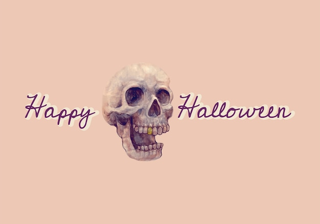 Illustration d&#39;un crâne et vecteur d&#39;icône Happy Halloween