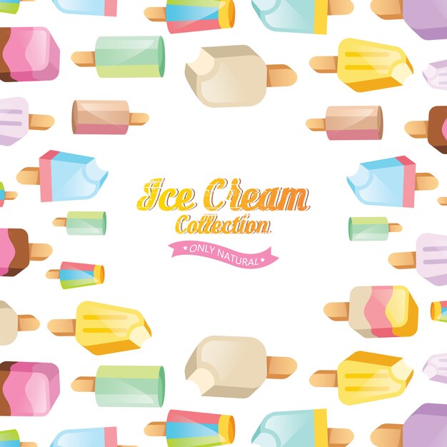 Illustration de la crème glacée. Sundae de crème glacée sur le fond. Ensemble de crème glacée.