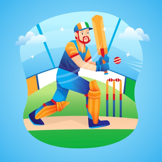 Vecteur gratuit illustration de cricket ipl dégradé