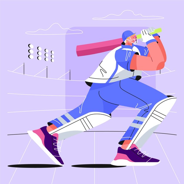 Illustration de cricket ipl dessiné à la main