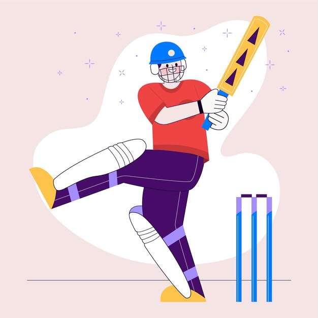 Illustration de cricket ipl dessiné à la main