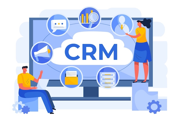 Illustration Crm Design Plat Dessiné à La Main