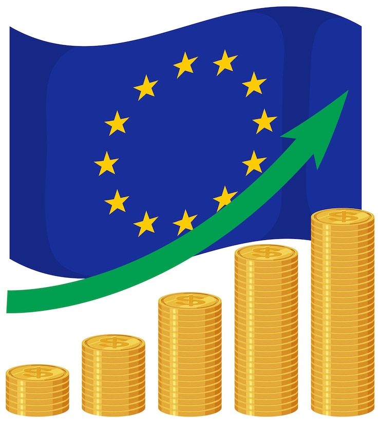 Vecteur gratuit illustration de la croissance économique et des droits de douane de l'ue